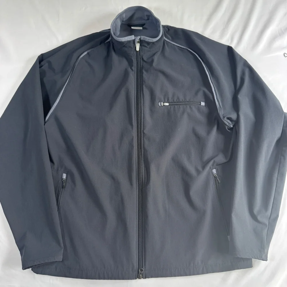 Nike Full Zip Track Jacket Mens‎ Large Black Grey Reflective Piping Lightweight